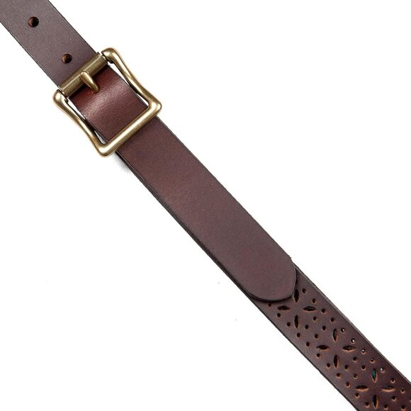Women's Dark Brown Casual Genuine Leather Belts With Durable Metal Buckle - Picture 3 of 7